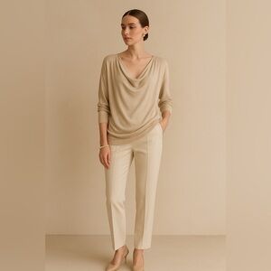 90s Diane Von Furstenberg Silk Blend Lightweight Knit Neutral Top Size Small
